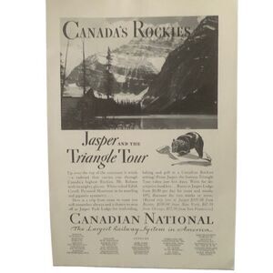 Vintage 1932 Canadian National Jasper and The Triangle Tour Ad Advertisement